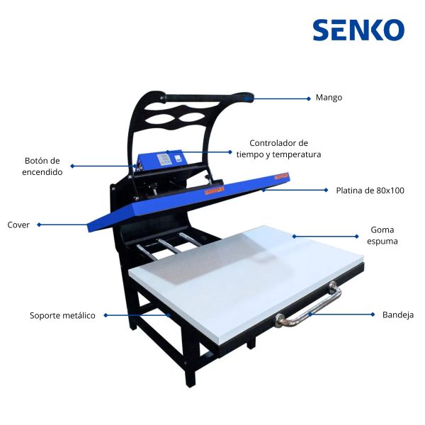 Estampadora Sublimadora Plana 80x100 SENKO Blue - Imagen 6